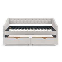 Load image into Gallery viewer, Upholstered Tufted Daybed With 2 Drawers, Waved Arms
