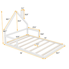 Load image into Gallery viewer, Full Size Wood Floor Bed with House-shaped Headboard, White
