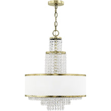 Load image into Gallery viewer, Five Light Metal Dimmable Chandelier With Shades - Bronze / Clear / Off White
