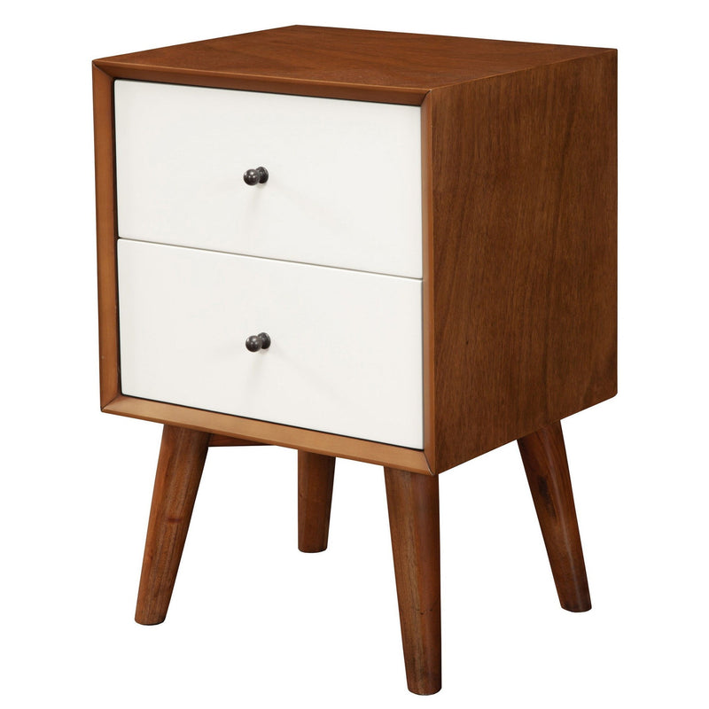 Century Modern Wood 2 Drawer Nightstand - Brown And White
