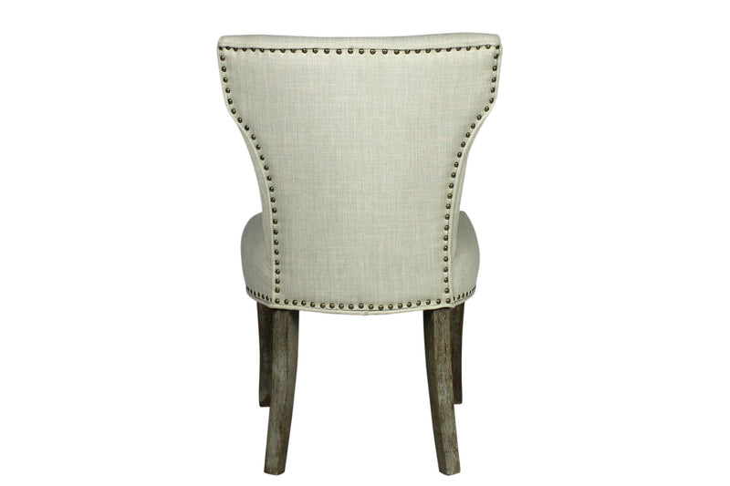 Upholstered Fabric Dining Parsons Chairs (Set of 2) - Ivory / Brown