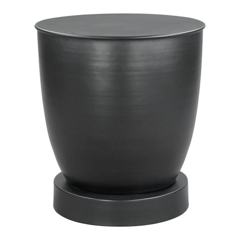 20" Iron Round Pedestal End Table - Black