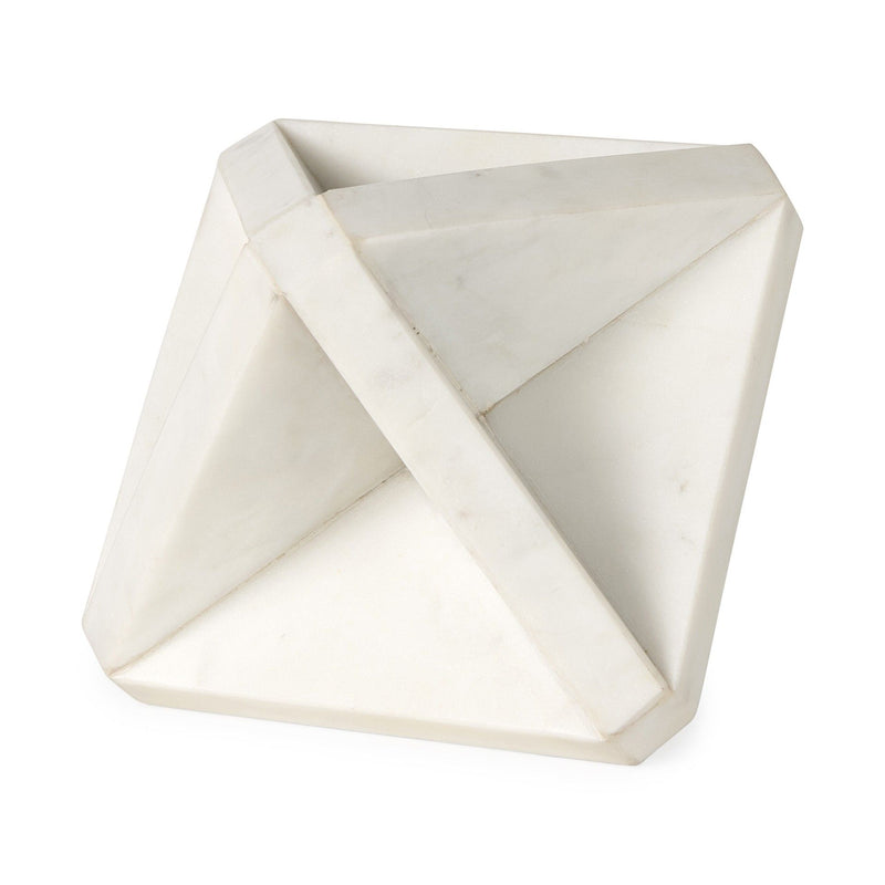 Marble Geometric Square Sculpture - White