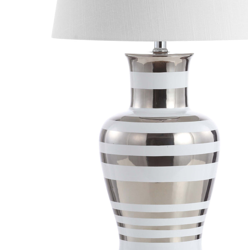 29" Urn Table Lamp With Empire Shade - Silver