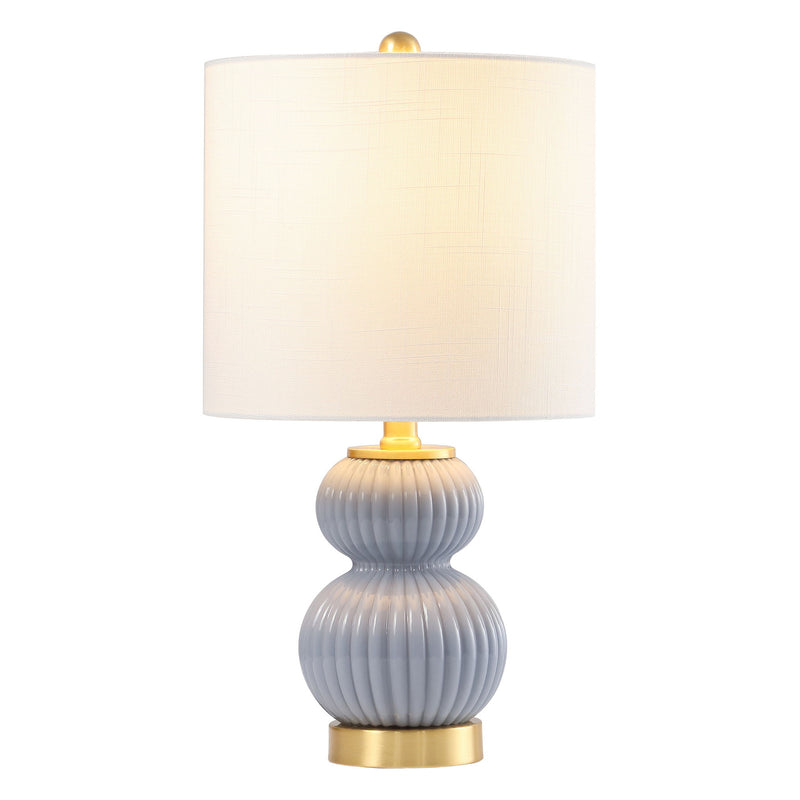 Gourd Table Lamp LED With Drum Shade - Gray