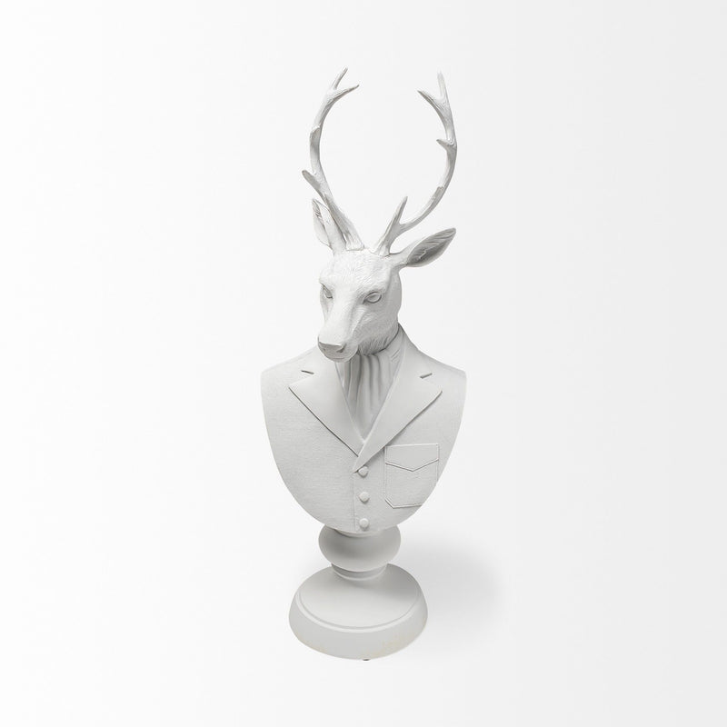 Poly Suited Deer Bust Tabletop Sculpture - White