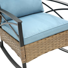 Load image into Gallery viewer, 3pcs rocking rattan set wholesale leisure chair outdoor rattan rocking chair set grey
