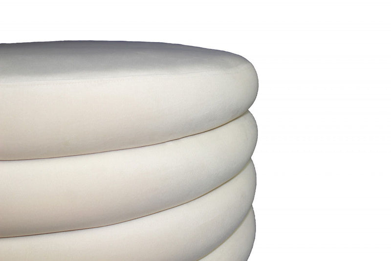 Velvet Tufted Cocktail Ottoman Round - White