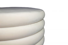 Load image into Gallery viewer, Velvet Tufted Cocktail Ottoman Round - White
