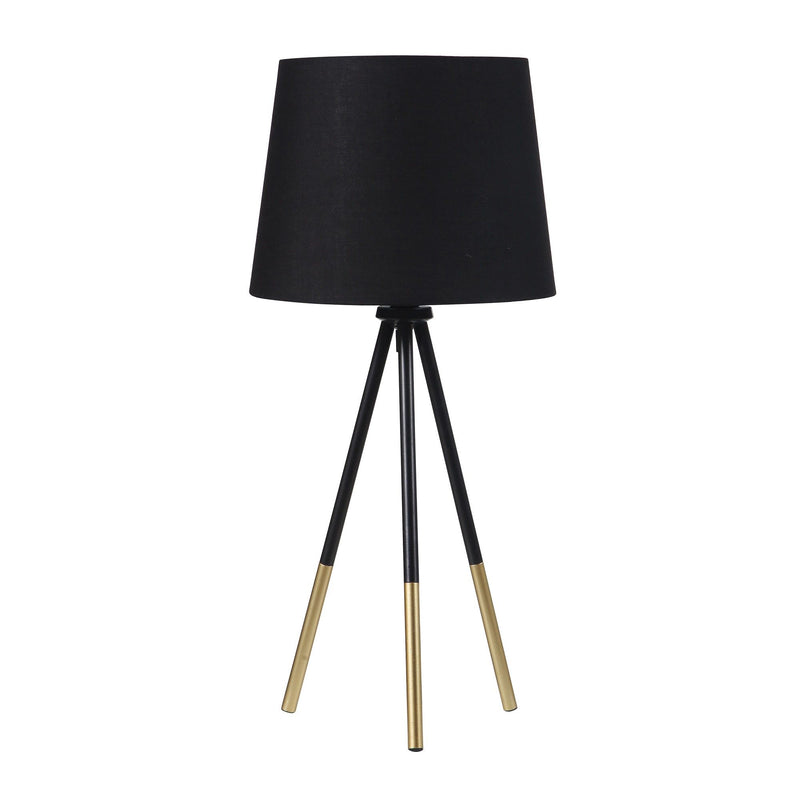 Tripod Table Lamp With Black Empire Shade - Gold