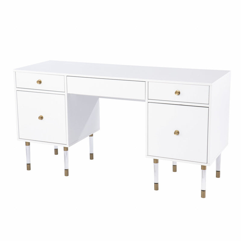 Writing Desk With Four Drawers - White