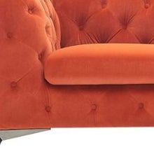 Load image into Gallery viewer, Tufted Velvet Chesterfield Love Seat - Orange / Black
