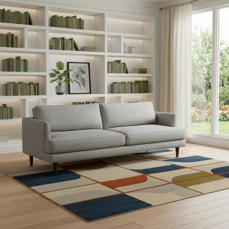 90" Sofa With Brown Legs - Gray