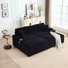 Load image into Gallery viewer, Convertible Sectional Sofa Bed Set With Armrest Storage, Cup Holder, USB - Black
