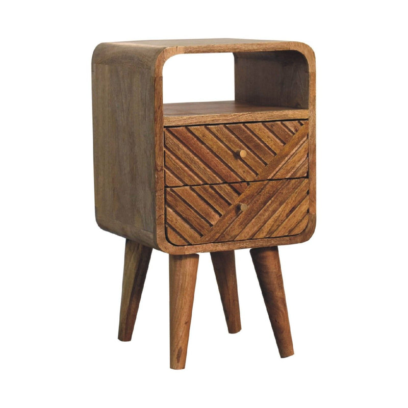 22" Solid Wood Square Two Drawer Nightstand - Brown