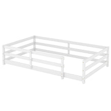 Load image into Gallery viewer, Twin Size Montessori Floor Bed With Fence - White
