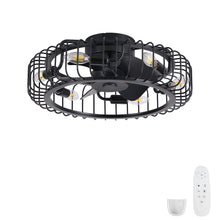 Load image into Gallery viewer, Flush Mount Ceiling Fan With Lights, Low Profile Fandelier With E12 Sockets, Reversible DC Motor, 6 Speeds - Black
