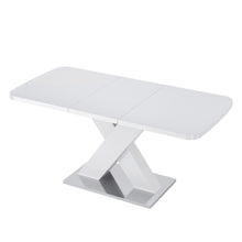 Load image into Gallery viewer, Rectangle Dining Table, Stretchable, X Shape Legs - White
