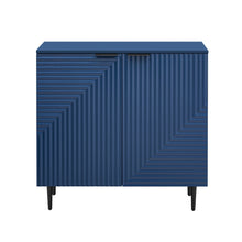 Load image into Gallery viewer, Side Cabinet With Adjustable Shelves And Geometric Door Panels - Navy Blue
