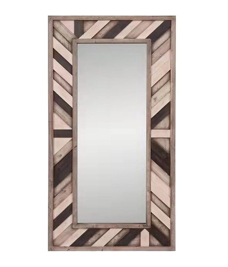 71" Wood Framed Leaning Accent Mirror - Gray / Ivory