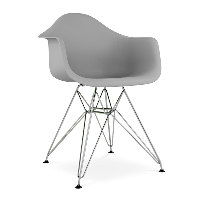 Heavy Duty Plastic Dining Arm Chair - Gray