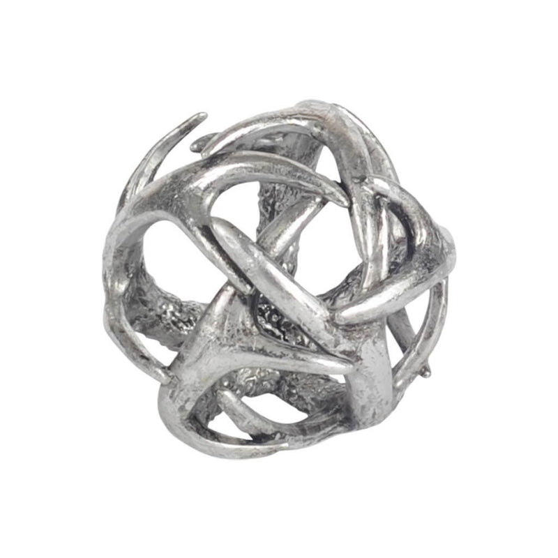Faux Antler Decorative Orb - Antiqued Silver