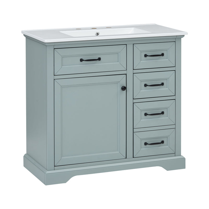 Bathroom Vanity With Sink, 2 Tip Out Drawers, Soft Close Hinges - Gray