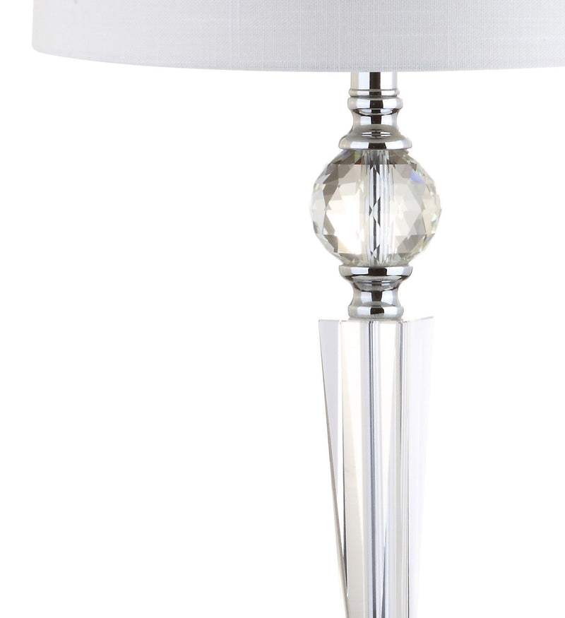 Table Lamps With Drum Shades (Set of 2) - Clear / Silver / White