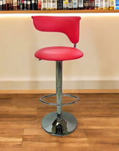 Load image into Gallery viewer, Faux Leather And Metal Low Back Adjustable Height Bar Chair - Red And Silver
