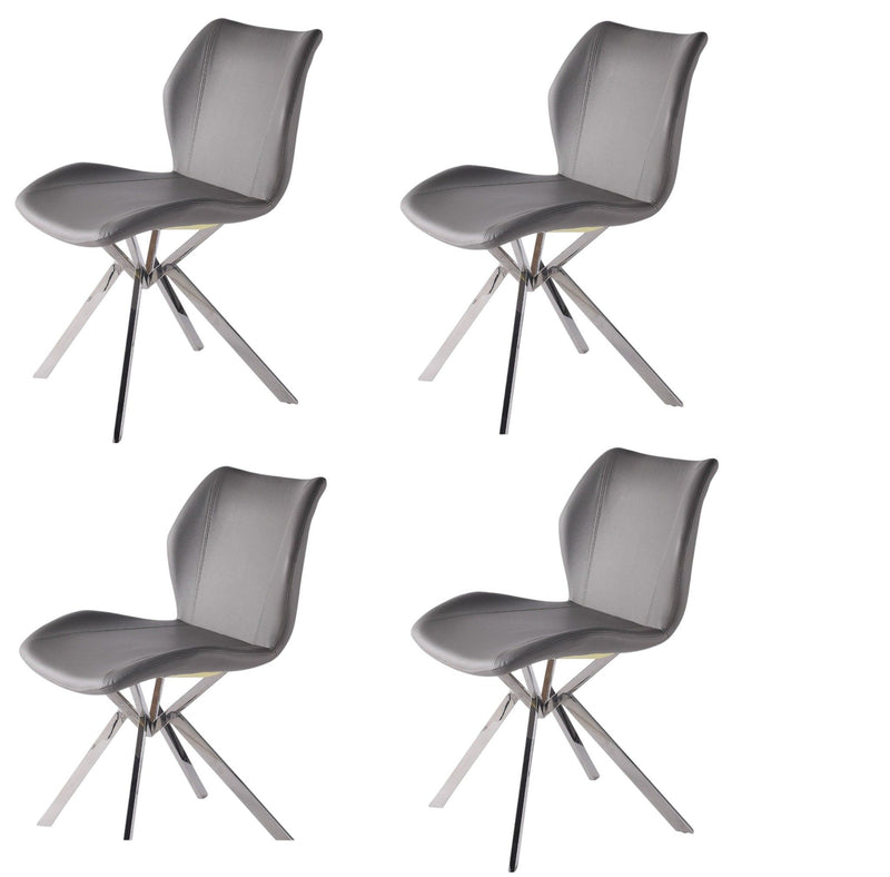 Upholstered Dining Side Chairs (Set of 4) - Gray / Silver