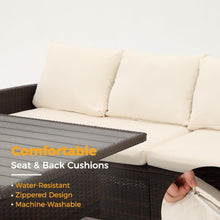Load image into Gallery viewer, 7 Piece Patio Dining Set With Cushions, Modular Sectional Sofa &amp; Storage Table
