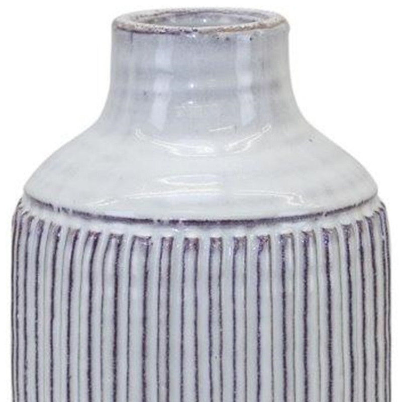 Striped Cylinder Table Vase - Off White