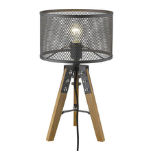 Load image into Gallery viewer, Solid Wood Tripod Table Lamp With Black Drum Shade - Brown
