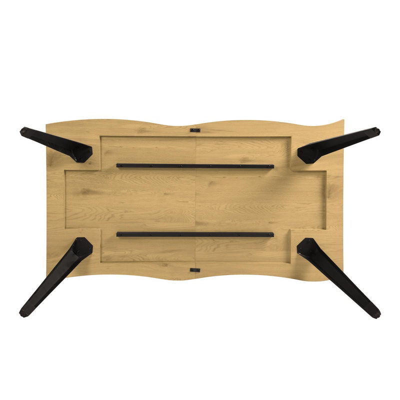 Wood And Steel Live Edge Dining Table - Natural And Black
