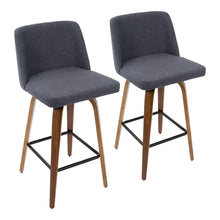 Load image into Gallery viewer, Toriano - Mid Century Modern Fixed Height Counter Stool &amp; Square Footrest (Set of 2)
