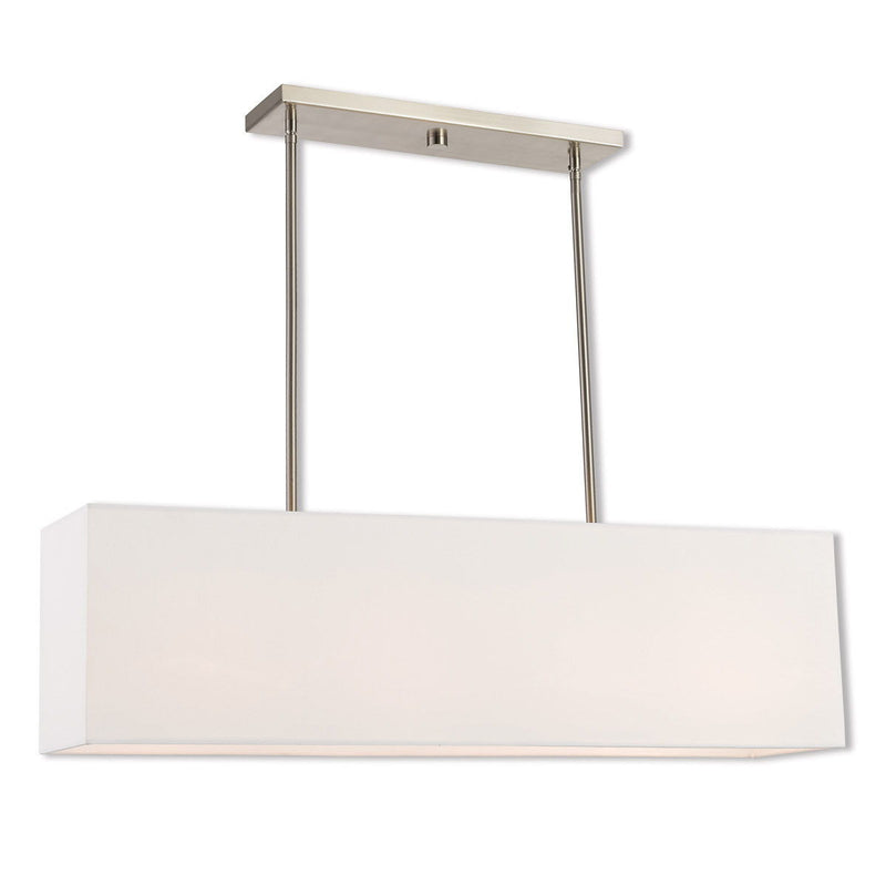 12" Four Light Dimmable Chandelier With Shades - Nickel