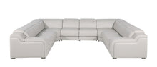 Load image into Gallery viewer, Leather Power Reclining U-Shaped Eight Piece Corner Sectional With Console - Light Gray
