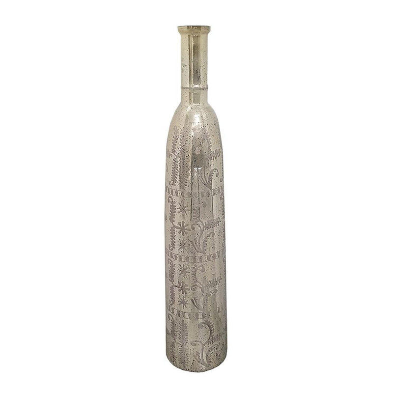 Floral Cylinder Floor Vase - Silver
