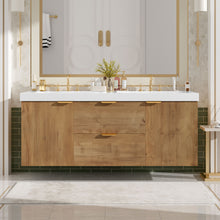 Load image into Gallery viewer, Double Sink Bathroom Vanity Soft Close Doors, Divided Drawers, Wall Mounted - Wood

