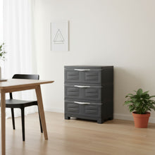Load image into Gallery viewer, 30" Heavy Duty Plastic Three Drawer Utility Cabinet - Dark Gray
