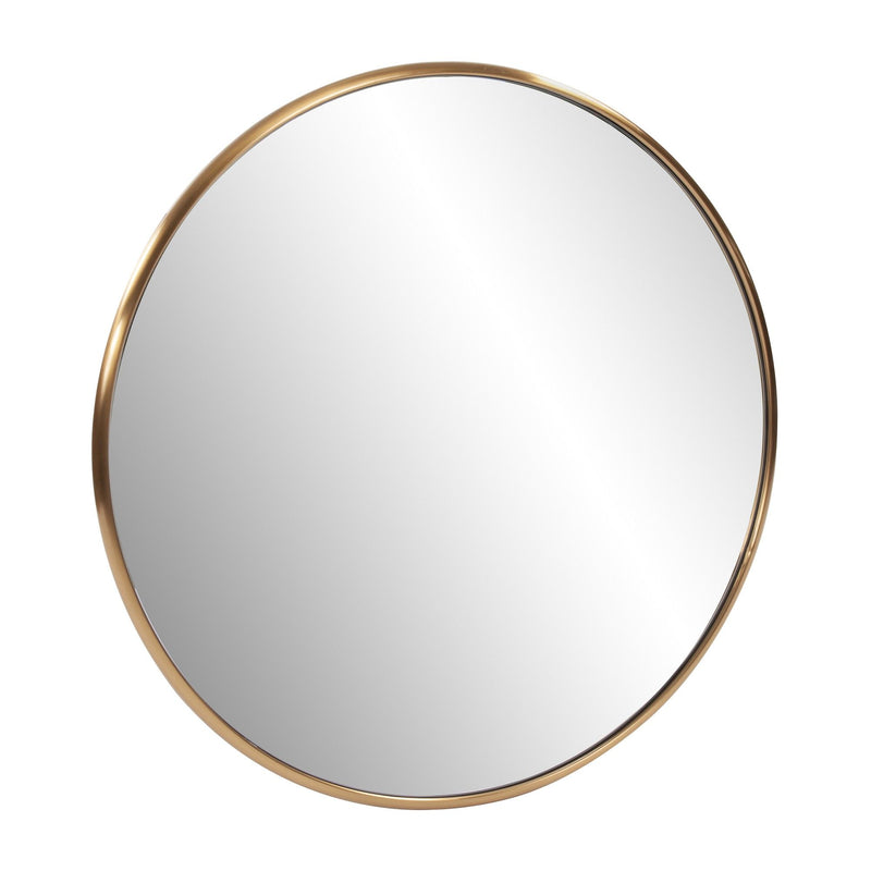 32" Brass Round Wall Mirror - Antiqued Brushed