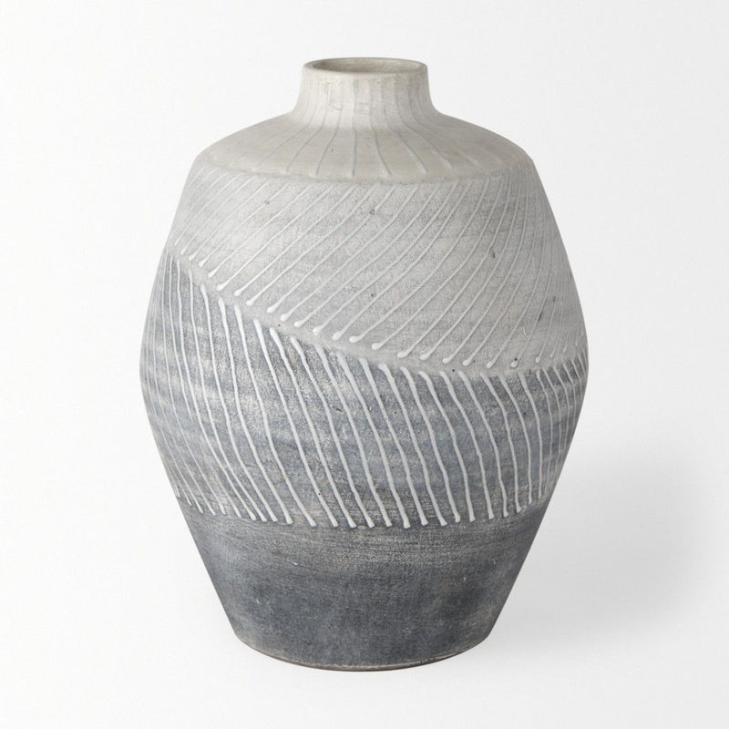 Ombre Round Table Vase (729963) - Gray / White