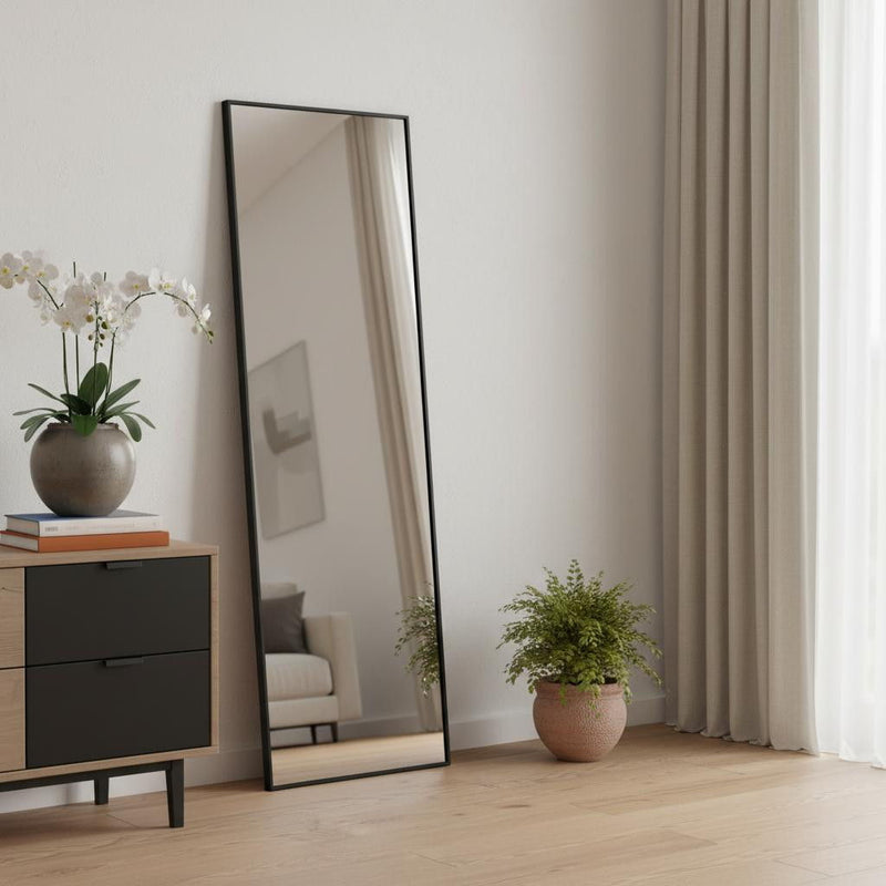 71" Metal Leaning Framed Full Length Mirror - Black