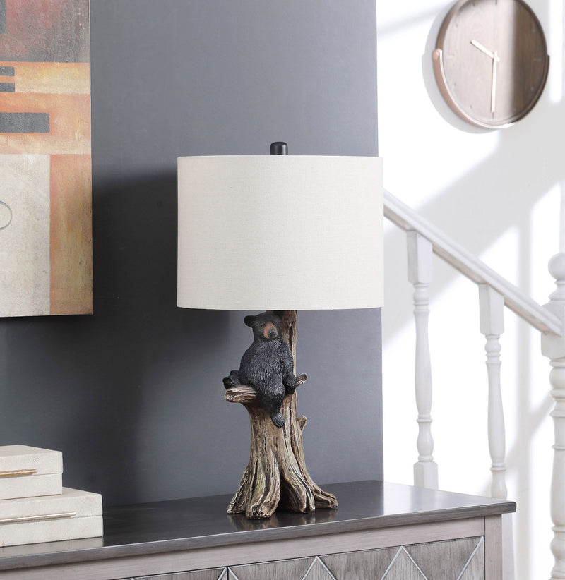 Blear in a Tree Table Lamp With Beige Shade - Black