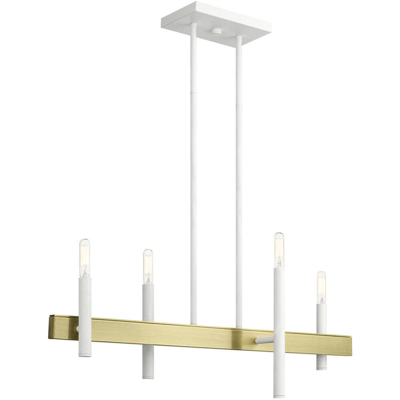 24" Four Light Dimmable Chandelier With Shades - Brass