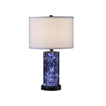 Load image into Gallery viewer, Glass LED Cylinder Table Lamp With Nightlight And White Drum Shade - Black
