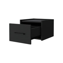Load image into Gallery viewer, 10" One Drawer Faux Wood Floating Nightstand - Black
