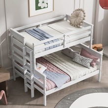 Load image into Gallery viewer, Wood Twin over Full Bunk Bed with Ladder, White
