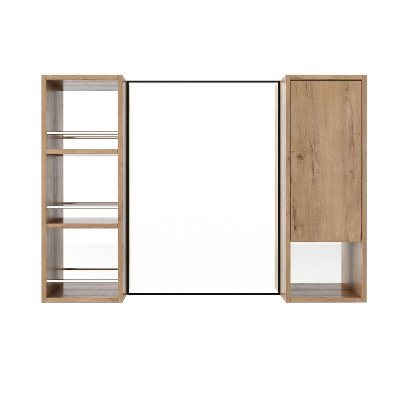 39.4" Wall Mounted Bathroom Cabinet With Storage And - Imitative Oak