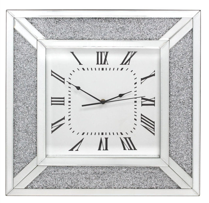 Silent Analog Square Wall Clock - Silver